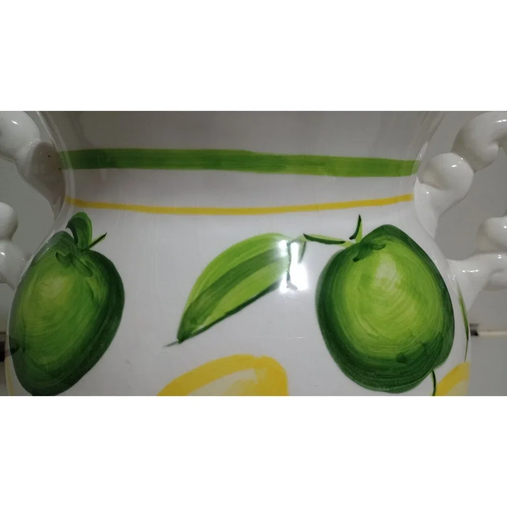 Vtg 1998 Cracker Barrel Cookie Jar (No Lid) Lemons Apple Kitchen Decor Cottage